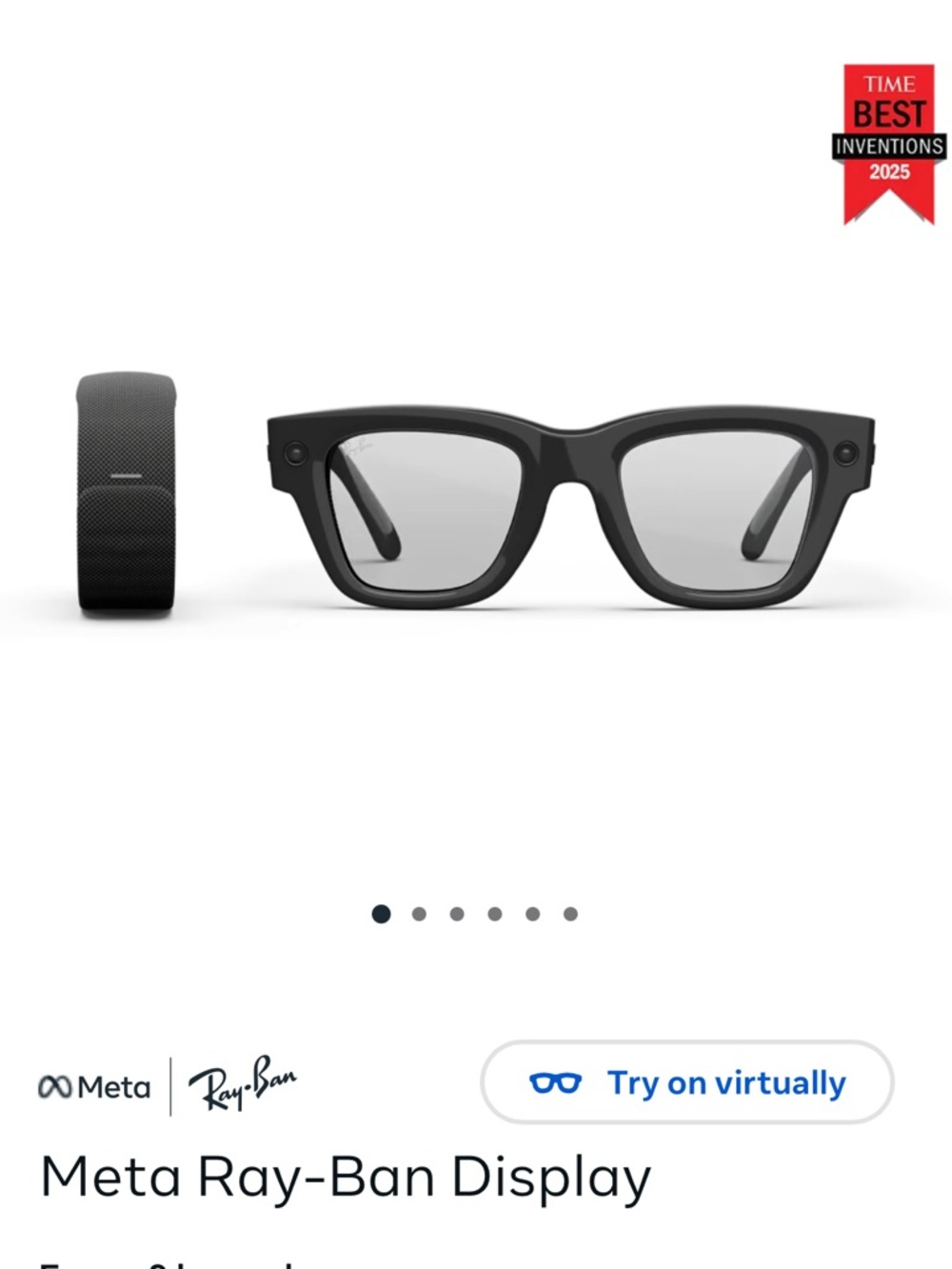 WORN ONCE: Black Ray-Ban Meta Display with Neural Band (Size 2, Glasses: Large)
